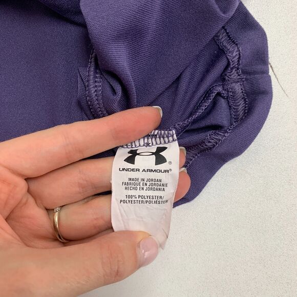 Under Armour T Shirt Womens XS Purple Semi Fitted HeatGear V Neck Sweat Wick - Picture 9 of 14
